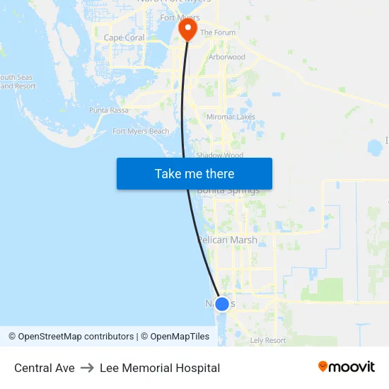 Central Ave to Lee Memorial Hospital map