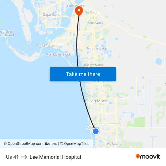Us 41 to Lee Memorial Hospital map