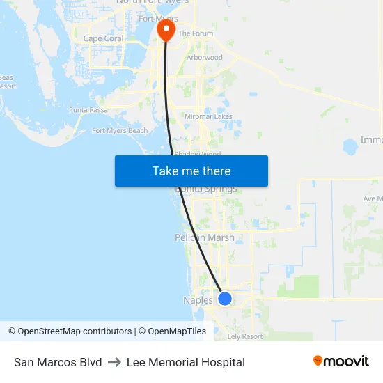 San Marcos Blvd to Lee Memorial Hospital map