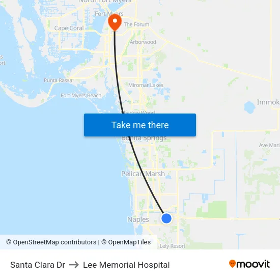 Santa Clara Dr to Lee Memorial Hospital map