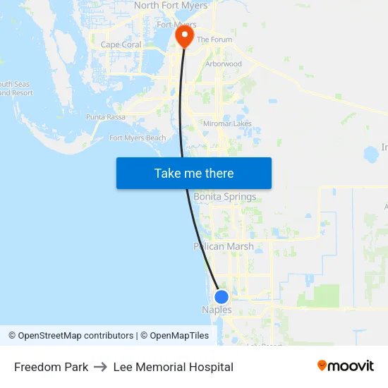 Freedom Park to Lee Memorial Hospital map