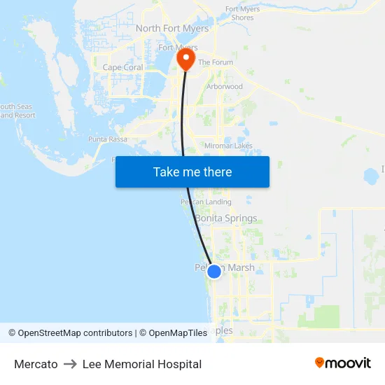 Mercato to Lee Memorial Hospital map