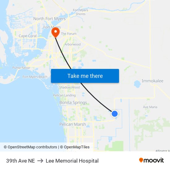 39th Ave NE to Lee Memorial Hospital map