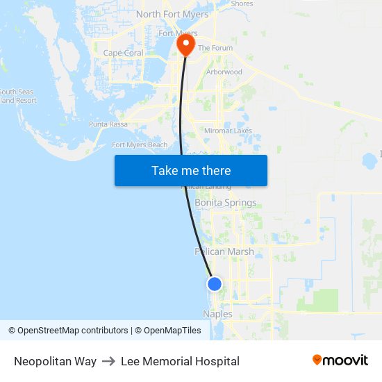 Neopolitan Way to Lee Memorial Hospital map