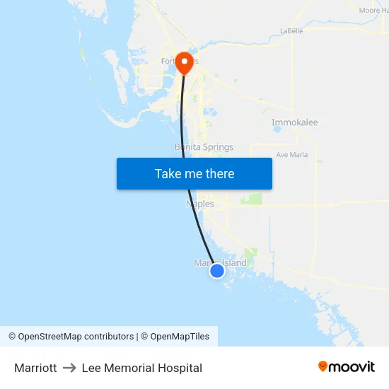 Marriott to Lee Memorial Hospital map