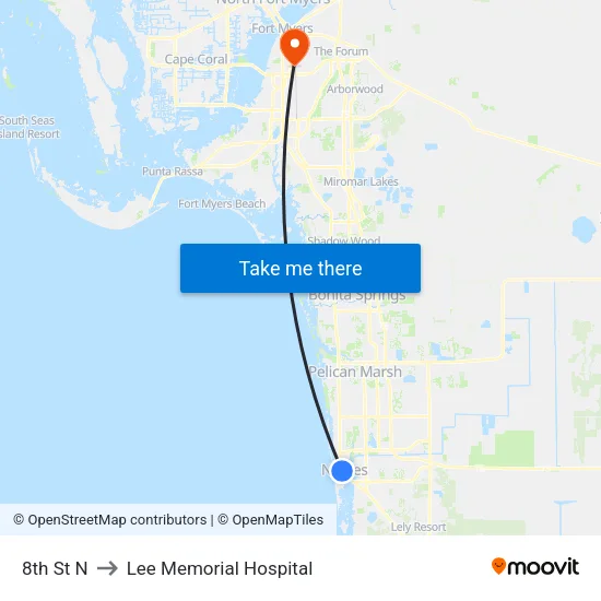 8th St N to Lee Memorial Hospital map