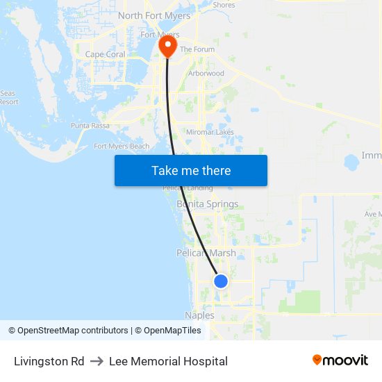 Livingston Rd to Lee Memorial Hospital map