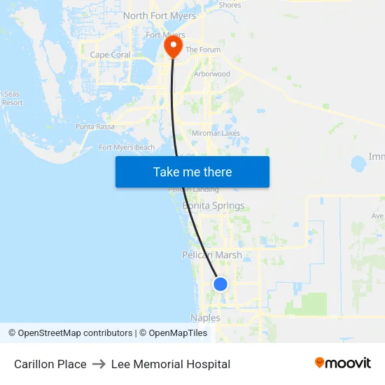 Carillon Place to Lee Memorial Hospital map