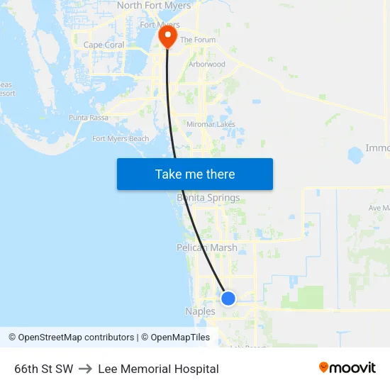 66th St SW to Lee Memorial Hospital map
