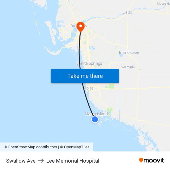 Swallow Ave to Lee Memorial Hospital map