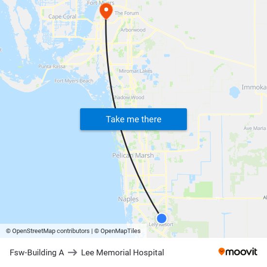 Fsw-Building A to Lee Memorial Hospital map