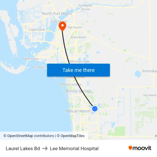 Laurel Lakes Bd to Lee Memorial Hospital map