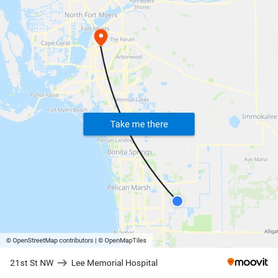 21st St NW to Lee Memorial Hospital map