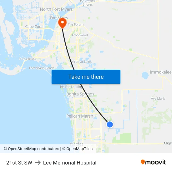 21st St SW to Lee Memorial Hospital map