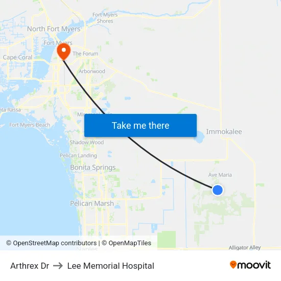 Arthrex Dr to Lee Memorial Hospital map