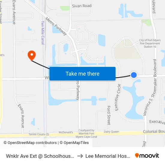 Wnklr Ave Ext @ Schoolhouse Rd to Lee Memorial Hospital map