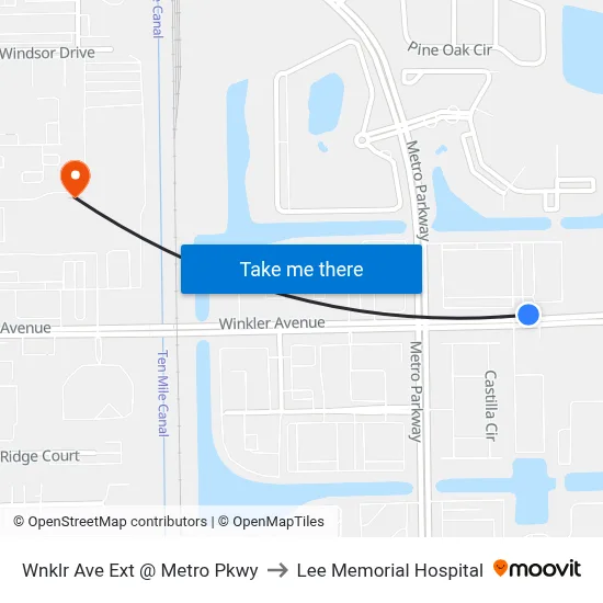 Wnklr Ave Ext @ Metro Pkwy to Lee Memorial Hospital map