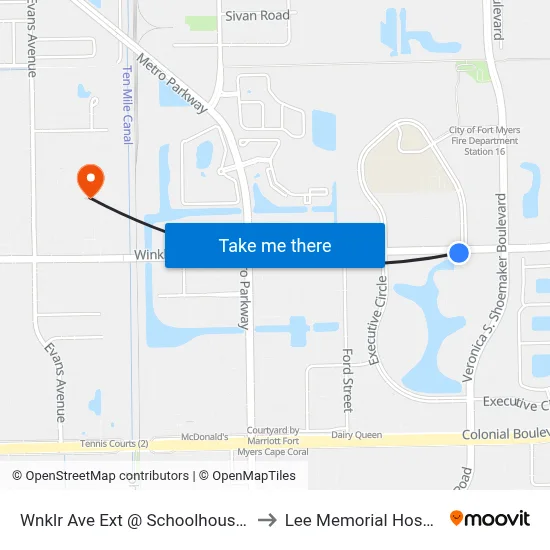 Wnklr Ave Ext @ Schoolhouse Rd to Lee Memorial Hospital map