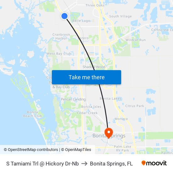 S Tamiami Trl @ Hickory Dr-Nb to Bonita Springs, FL map
