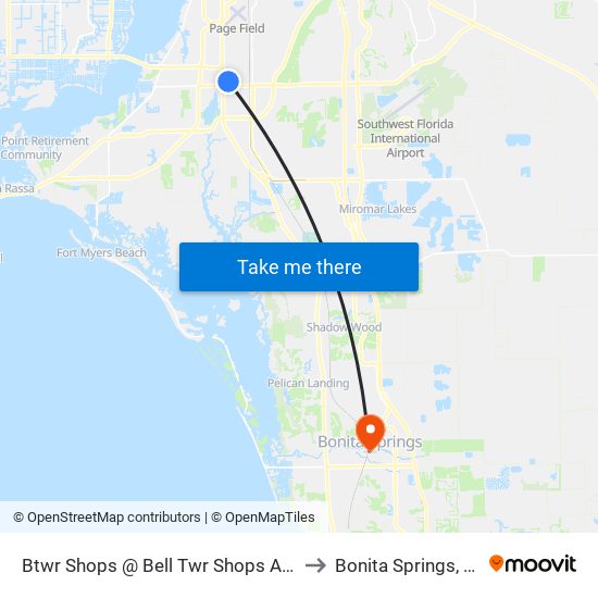 Btwr Shops @ Bell  Twr Shops Ave to Bonita Springs, FL map