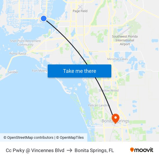 Cc Pwky @ Vincennes Blvd to Bonita Springs, FL map