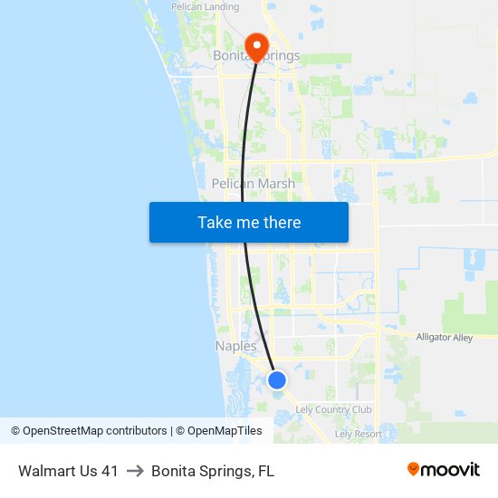 Walmart Us 41 to Bonita Springs, FL map