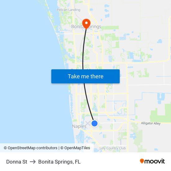 Donna St to Bonita Springs, FL map