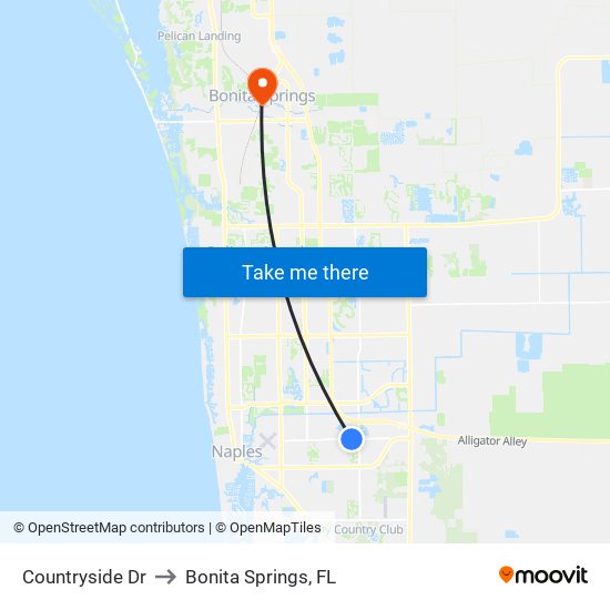 Countryside Dr to Bonita Springs, FL map