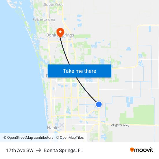 17th Ave SW to Bonita Springs, FL map