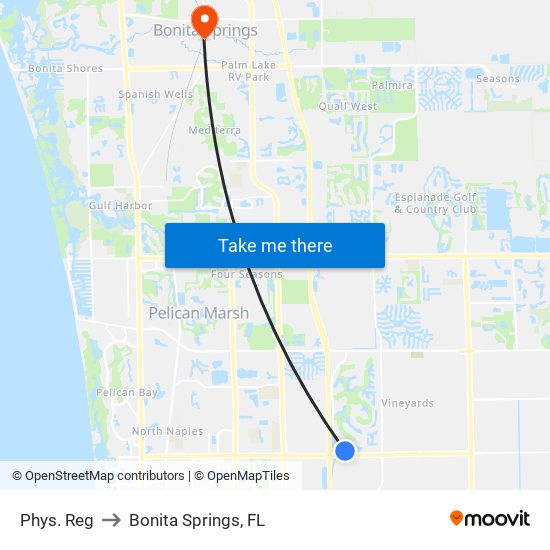 Phys. Reg to Bonita Springs, FL map