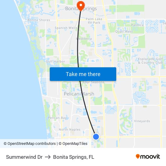 Summerwind Dr to Bonita Springs, FL map