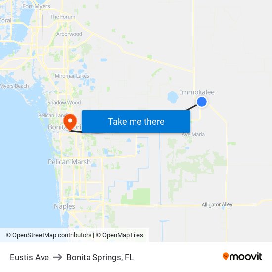 Eustis Ave to Bonita Springs, FL map