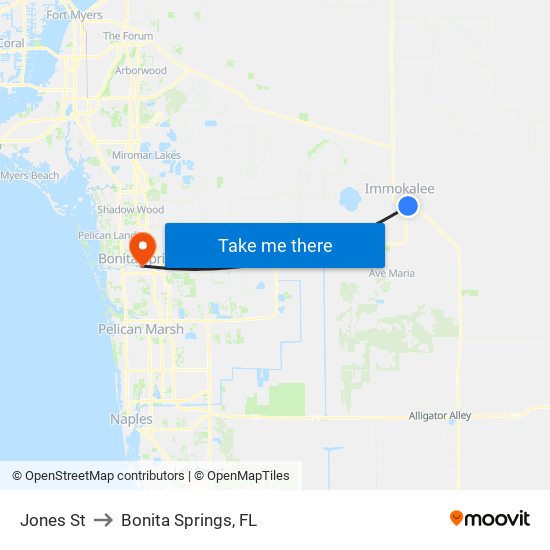 Jones St to Bonita Springs, FL map
