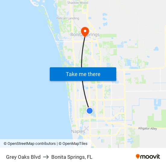 Grey Oaks Blvd to Bonita Springs, FL map