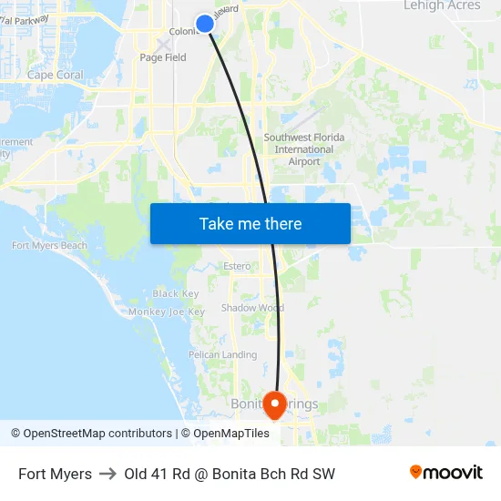 Fort Myers to Old 41 Rd @ Bonita Bch Rd SW map