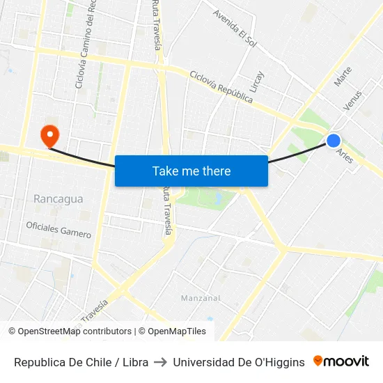 Republica De Chile / Libra to Universidad De O'Higgins map