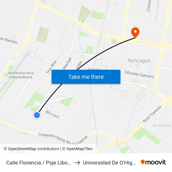 Calle Florencia / Psje Libornio to Universidad De O'Higgins map