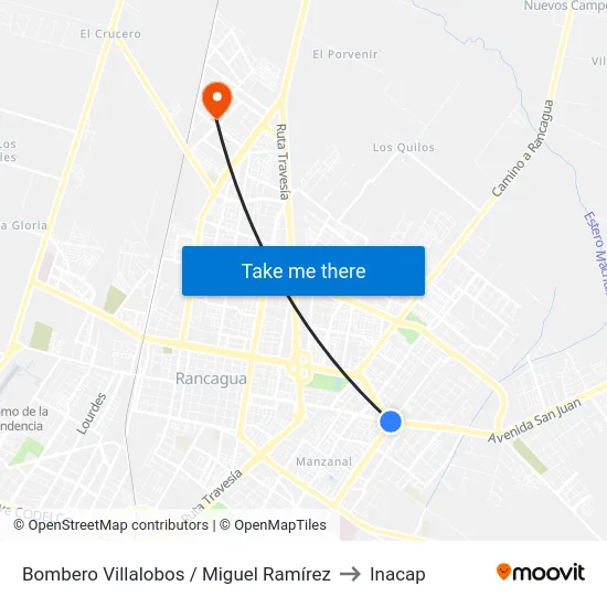 Bombero Villalobos / Miguel Ramírez to Inacap map