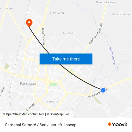 Cardenal Samoré / San Juan to Inacap map