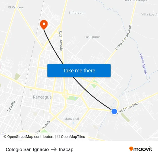 Colegio San Ignacio to Inacap map