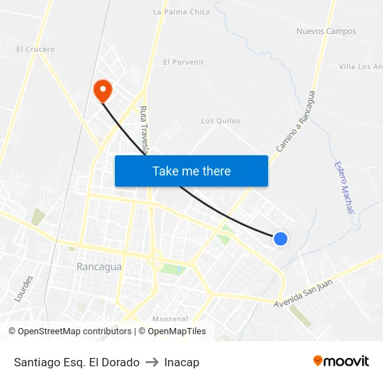 Santiago Esq. El Dorado to Inacap map