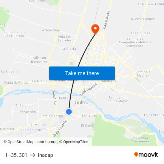 H-35, 301 to Inacap map