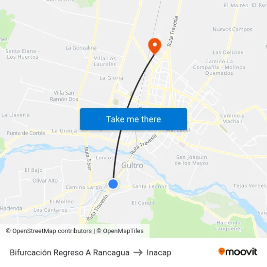 Bifurcación Regreso A Rancagua to Inacap map