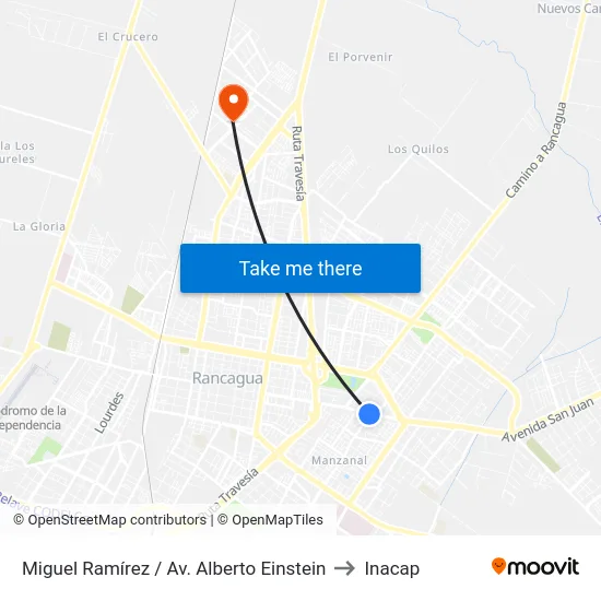 Miguel Ramírez / Av. Alberto Einstein to Inacap map