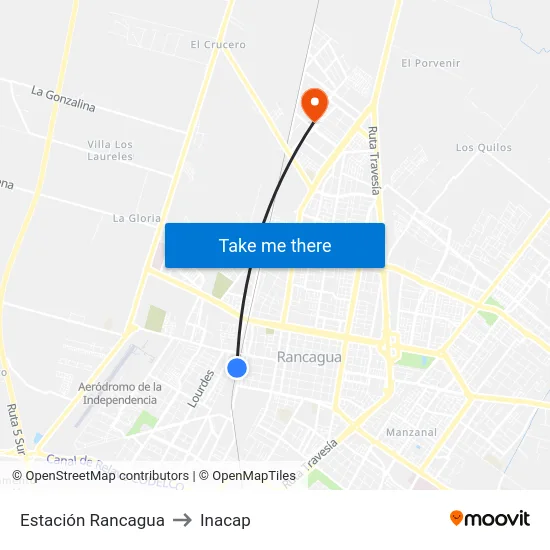Estación Rancagua to Inacap map