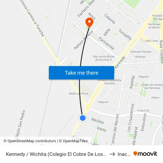 Kennedy / Wichita (Colegio El Cobre De Los Andes) to Inacap map