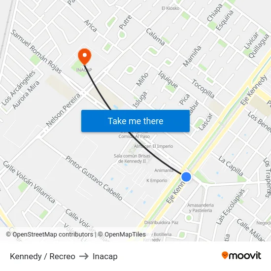 Kennedy / Recreo to Inacap map