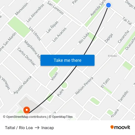 Taltal / Río Loa to Inacap map
