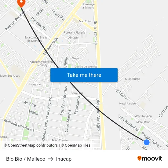 Bio Bio / Malleco to Inacap map