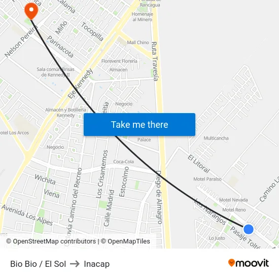 Bio Bio / El Sol to Inacap map